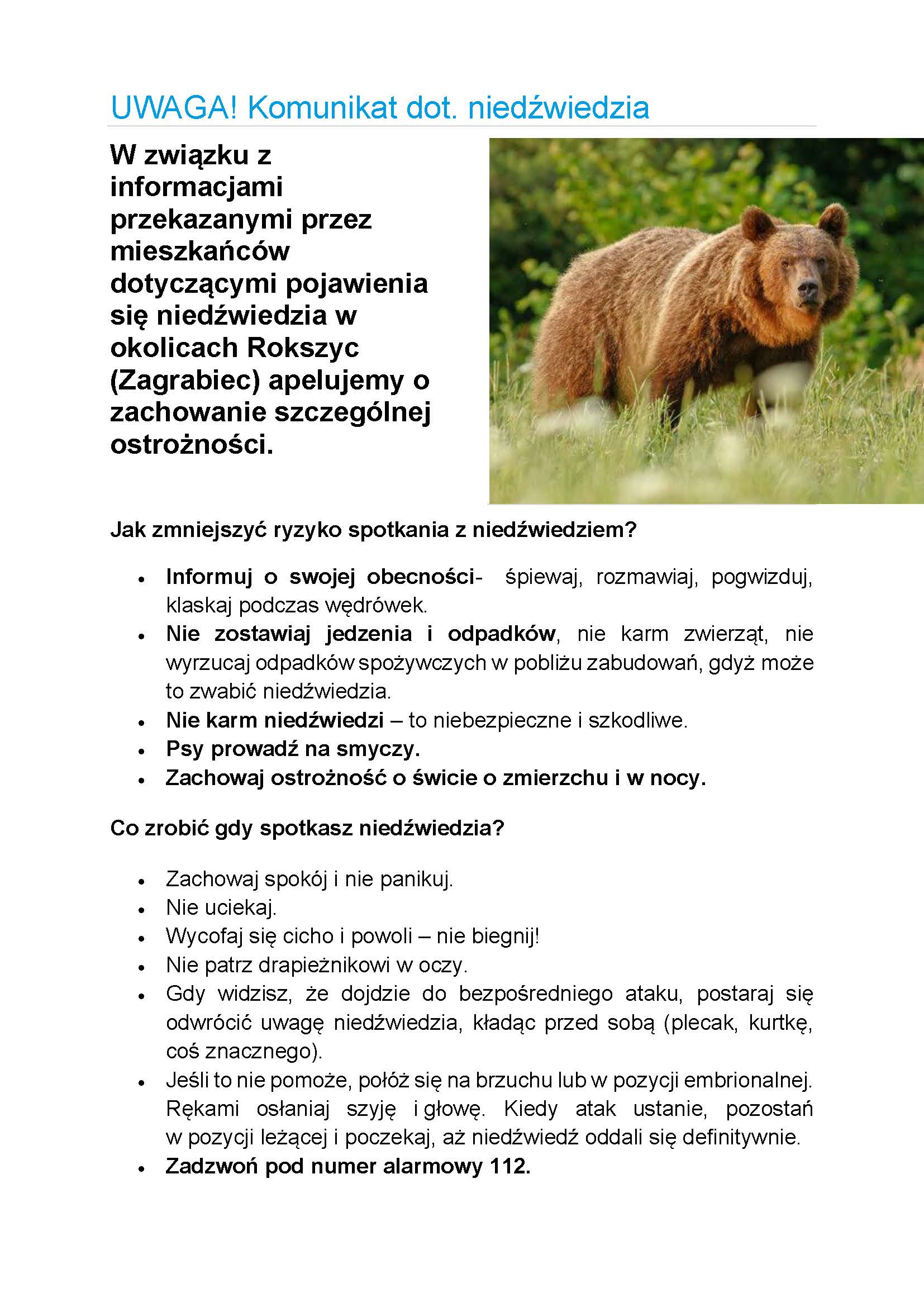 Komunikat niedzwiedz