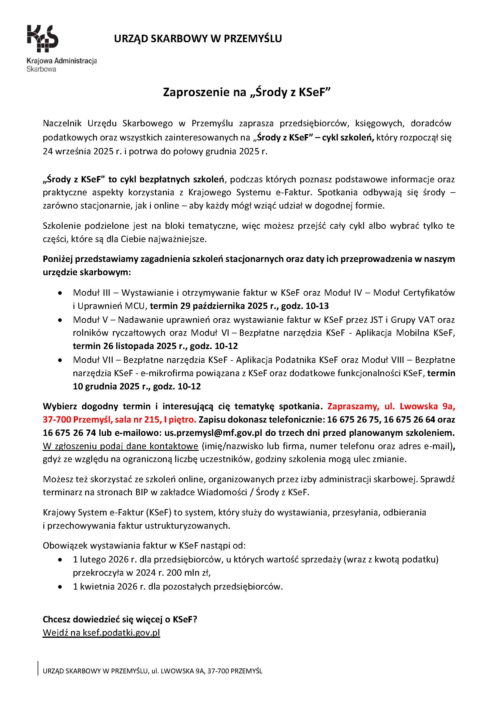 Zal. 4 Zaproszenie na Środy z KSeF do wydruku 2 1