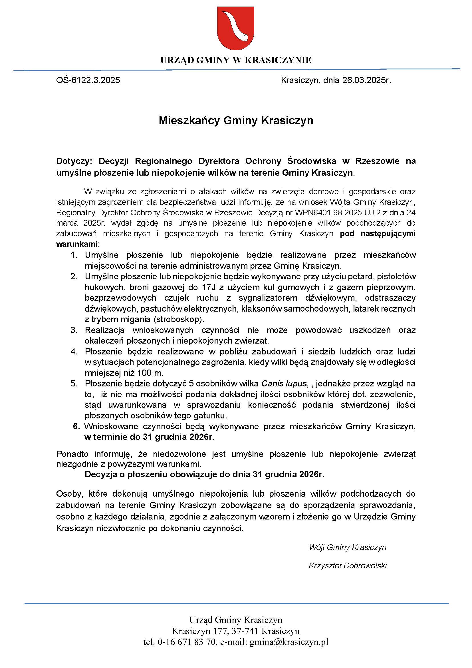 informacja mieszkańcy wilki
